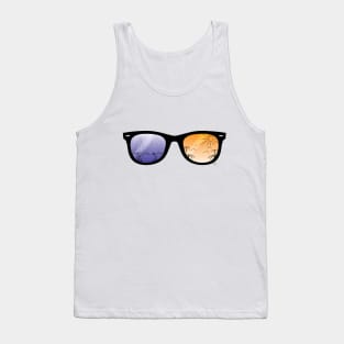 Sunglasses with Beach and Mountains Orange and Blue Tank Top